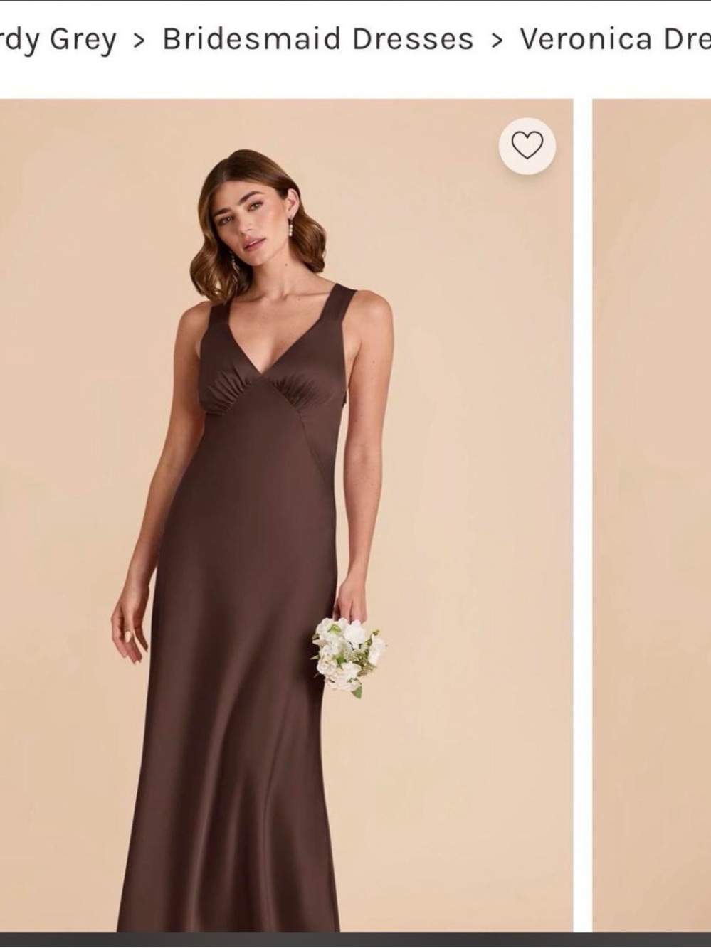 Birdie Grey Veronica V-Neck Satin Slip Dress in espresso